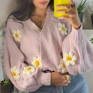 Floral Embroidered lilac Sweater